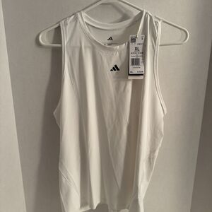 Adidas Tank Top Women's XL White Stretch Racer Back Training Performance NWT